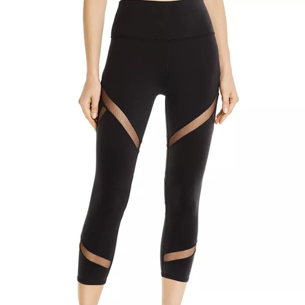 Alo Yoga Mesmerize Mesh-Inset Capri Leggings Black Medium M